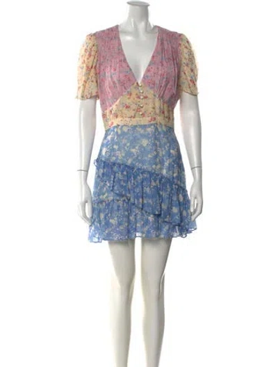 Pre-owned Loveshackfancy Silk Mini Dress In Multi
