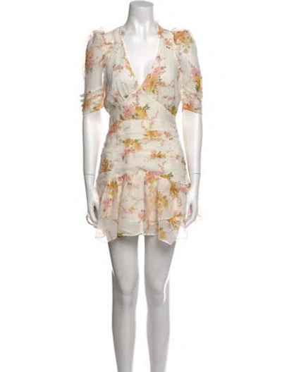 Pre-owned Loveshackfancy Silk Mini Dress In Neutral