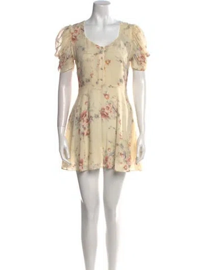 Pre-owned Loveshackfancy Silk Mini Dress In Neutral