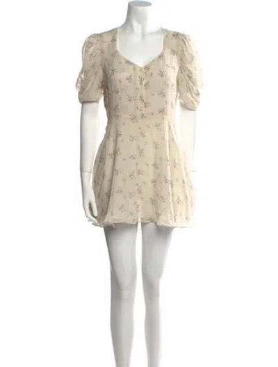 Pre-owned Loveshackfancy Silk Mini Dress In Neutral