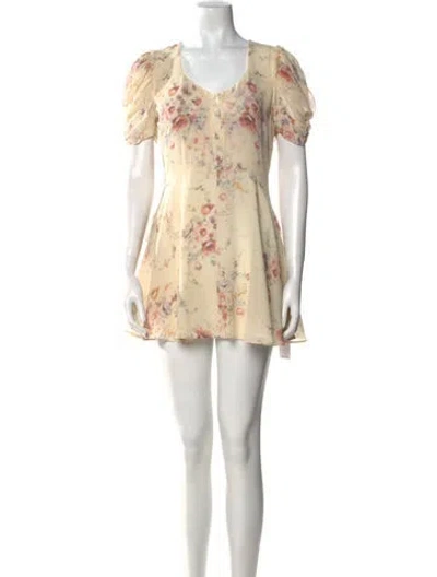 Pre-owned Loveshackfancy Silk Mini Dress In Neutral