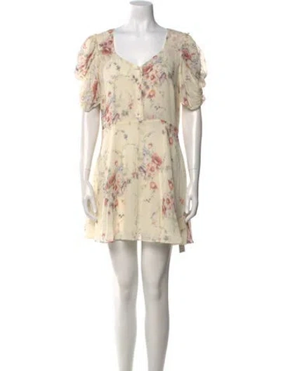 Pre-owned Loveshackfancy Silk Mini Dress In Neutral