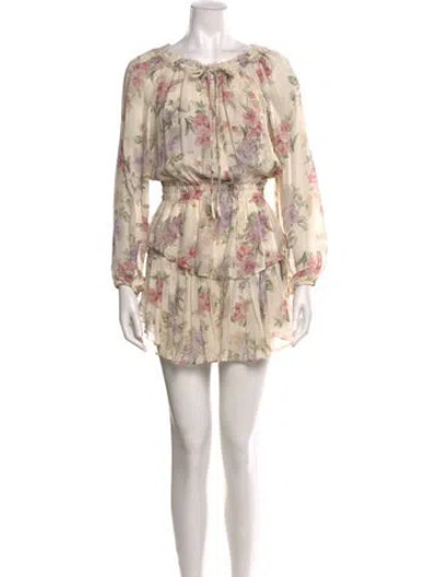 Pre-owned Loveshackfancy Silk Mini Dress In Neutral