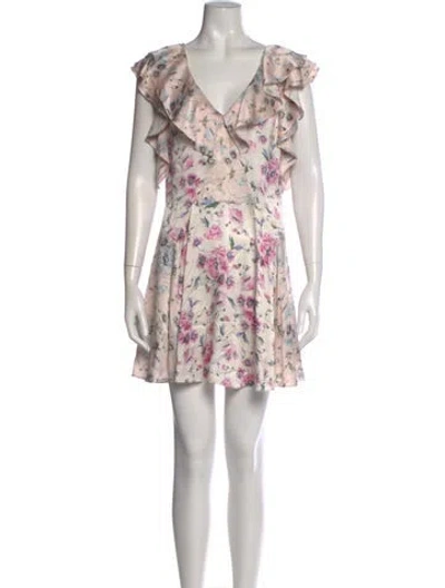 Pre-owned Loveshackfancy Silk Mini Dress In Neutral