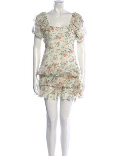 Pre-owned Loveshackfancy Silk Mini Dress In Neutral