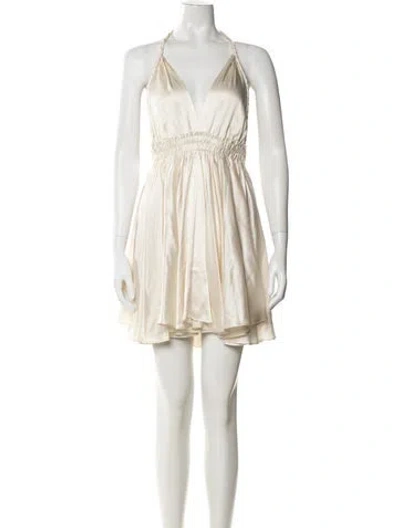 Pre-owned Loveshackfancy Silk Mini Dress In Neutral
