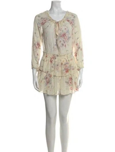Pre-owned Loveshackfancy Silk Mini Dress In Neutral