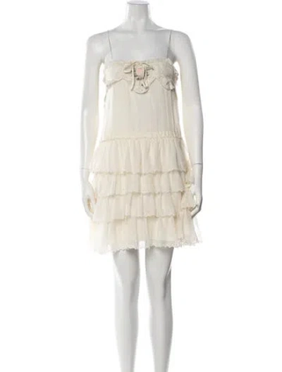 Pre-owned Loveshackfancy Silk Mini Dress In Neutral