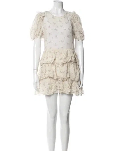 Pre-owned Loveshackfancy Silk Mini Dress In Neutral