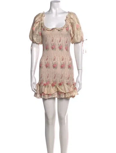 Pre-owned Loveshackfancy Silk Mini Dress In Neutral