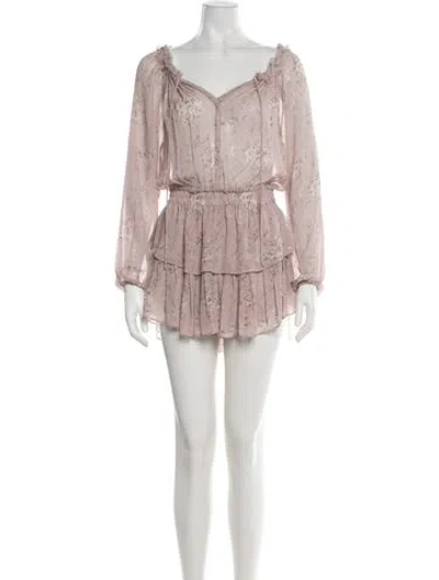 Pre-owned Loveshackfancy Silk Mini Dress In Neutral