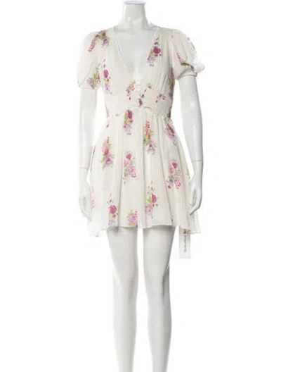 Pre-owned Loveshackfancy Silk Mini Dress In Neutral