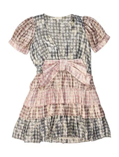 Pre-owned Loveshackfancy Silk Mini Dress In Neutrals