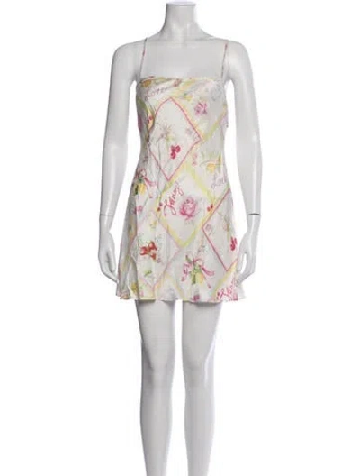 Pre-owned Loveshackfancy Silk Mini Dress In Neutrals