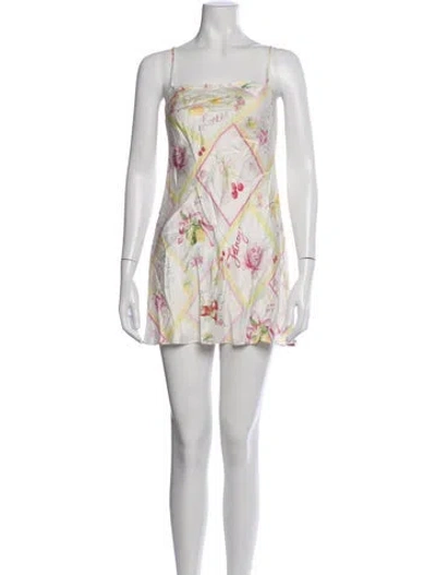 Pre-owned Loveshackfancy Silk Mini Dress In Neutrals