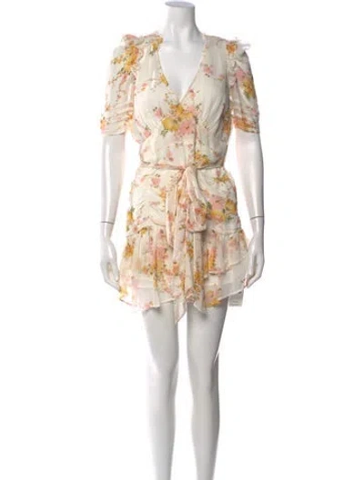 Pre-owned Loveshackfancy Silk Mini Dress In Neutrals