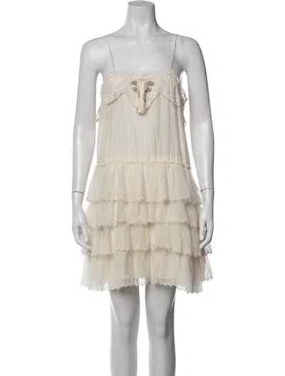 Pre-owned Loveshackfancy Silk Mini Dress In Neutrals
