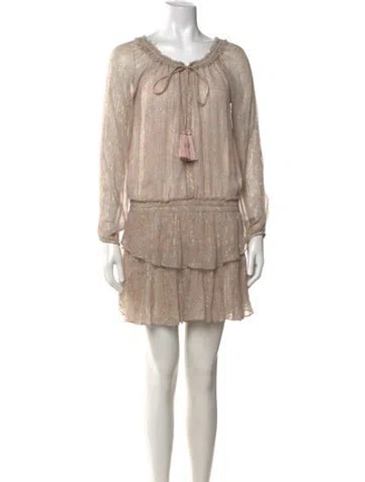 Pre-owned Loveshackfancy Silk Mini Dress In Neutrals