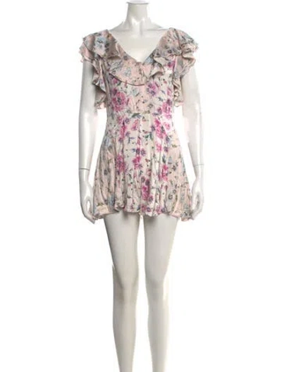 Pre-owned Loveshackfancy Silk Mini Dress In Neutrals
