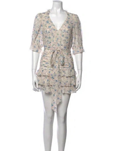 Pre-owned Loveshackfancy Silk Mini Dress In Neutrals