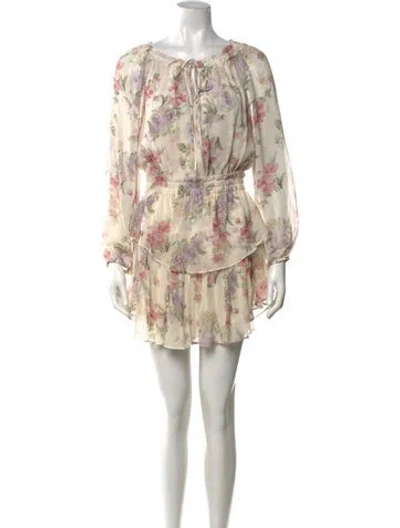 Pre-owned Loveshackfancy Silk Mini Dress In Neutrals