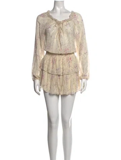 Pre-owned Loveshackfancy Silk Mini Dress In Neutrals