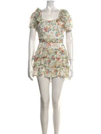 Pre-owned Loveshackfancy Silk Mini Dress In Neutrals