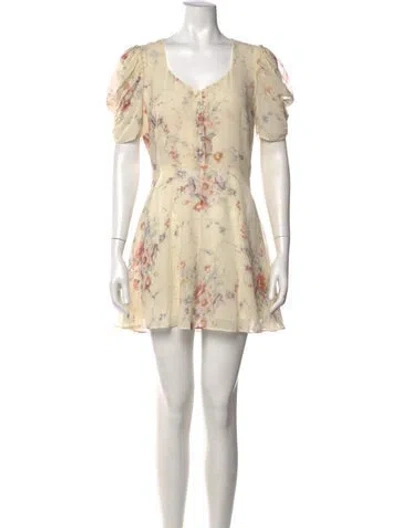 Pre-owned Loveshackfancy Silk Mini Dress In Neutrals