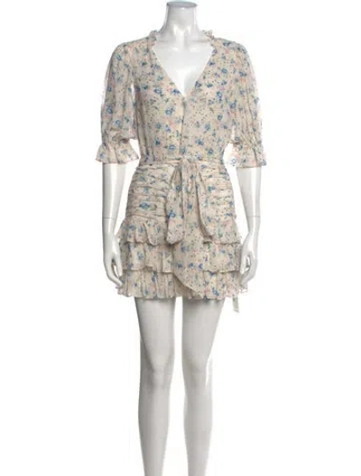 Pre-owned Loveshackfancy Silk Mini Dress In Neutrals