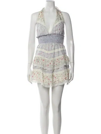 Pre-owned Loveshackfancy Silk Mini Dress In Neutrals