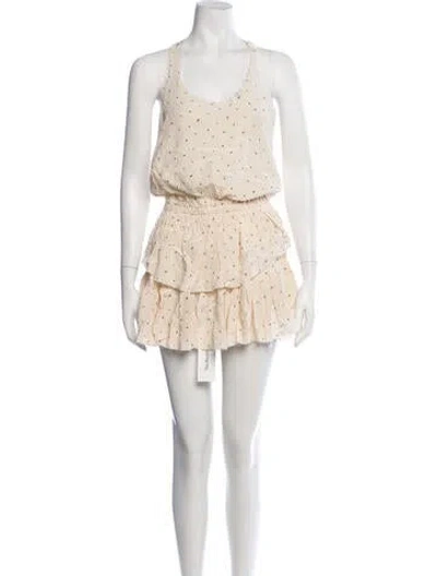 Pre-owned Loveshackfancy Silk Mini Dress In Neutrals