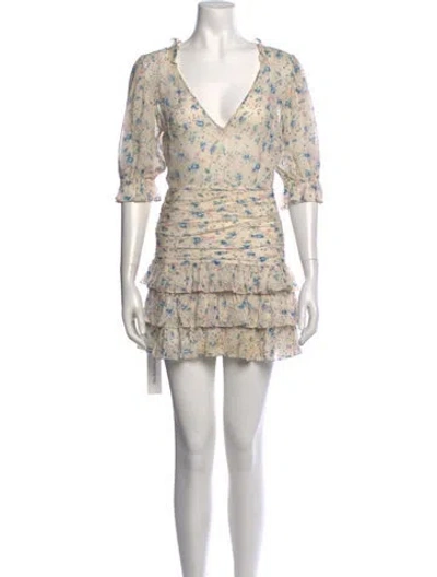 Pre-owned Loveshackfancy Silk Mini Dress In Neutrals