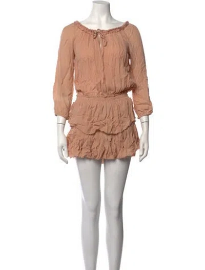 Pre-owned Loveshackfancy Silk Mini Dress In Neutrals