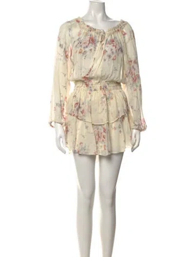 Pre-owned Loveshackfancy Silk Mini Dress In Neutrals