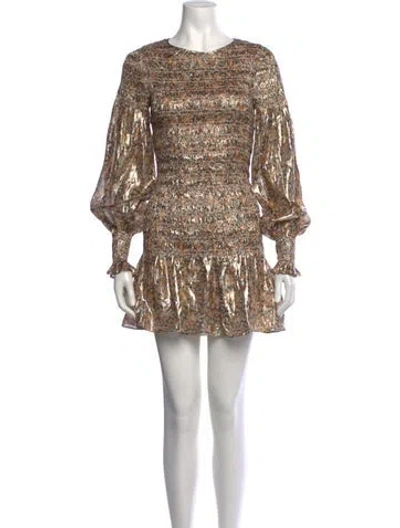 Pre-owned Loveshackfancy Silk Mini Dress In Neutrals