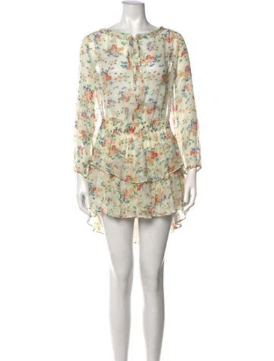 Pre-owned Loveshackfancy Silk Mini Dress In Neutrals