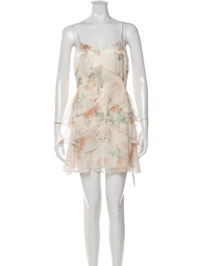 Pre-owned Loveshackfancy Silk Mini Dress In Neutrals/pink