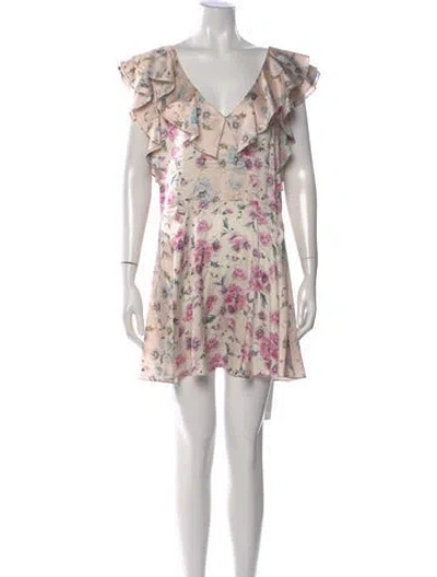 Pre-owned Loveshackfancy Silk Mini Dress In Neutrals/pink