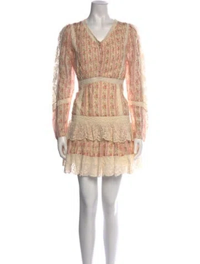 Pre-owned Loveshackfancy Silk Mini Dress In Neutrals/pink