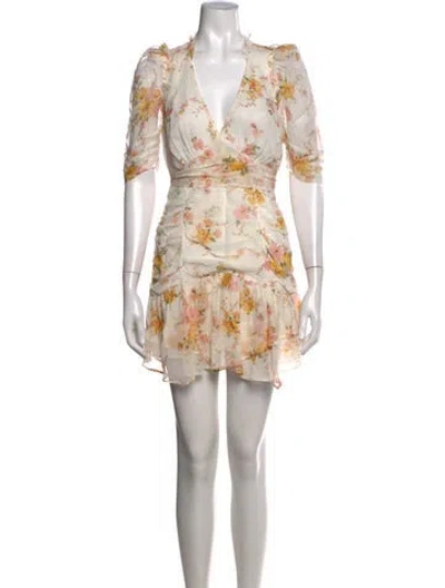 Pre-owned Loveshackfancy Silk Mini Dress In Neutrals/white