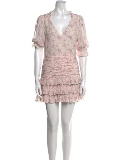 Pre-owned Loveshackfancy Silk Mini Dress In Pink