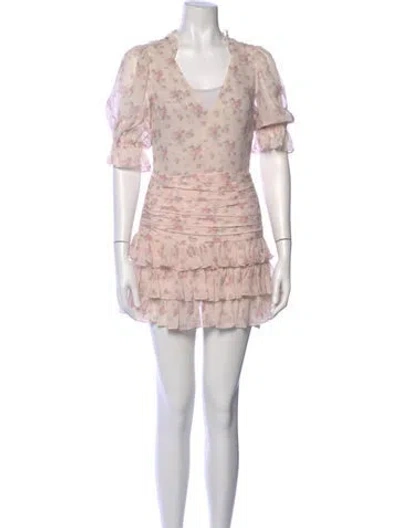 Pre-owned Loveshackfancy Silk Mini Dress In Pink