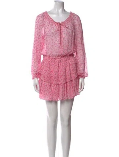 Pre-owned Loveshackfancy Silk Mini Dress In Pink