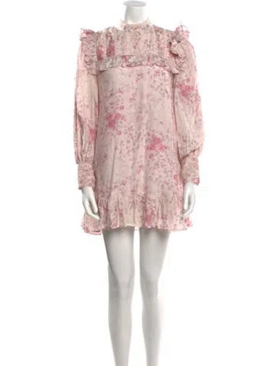Pre-owned Loveshackfancy Silk Mini Dress In Pink
