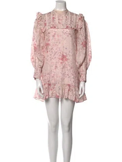 Pre-owned Loveshackfancy Silk Mini Dress In Pink
