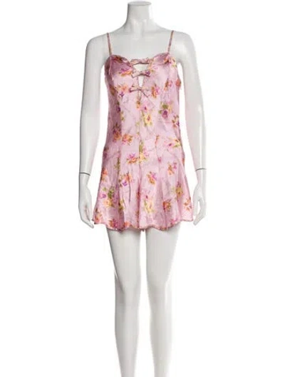 Pre-owned Loveshackfancy Silk Mini Dress In Pink
