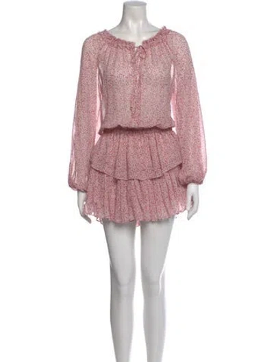 Pre-owned Loveshackfancy Silk Mini Dress In Pink