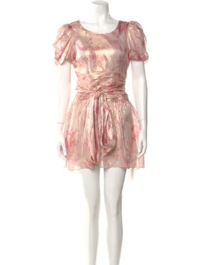 Pre-owned Loveshackfancy Silk Mini Dress In Pink