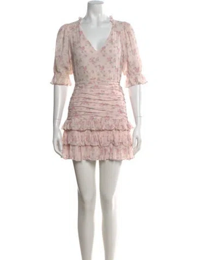 Pre-owned Loveshackfancy Silk Mini Dress In Pink