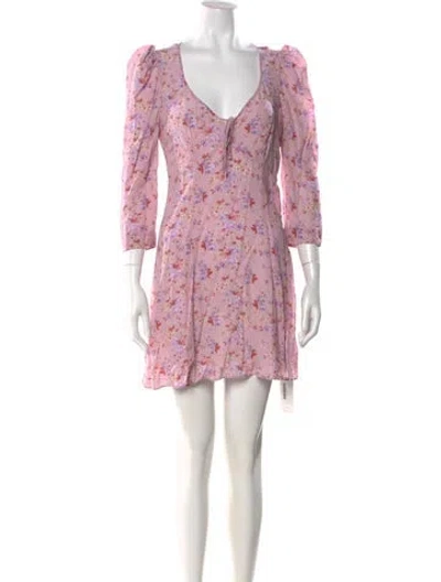 Pre-owned Loveshackfancy Silk Mini Dress In Pink